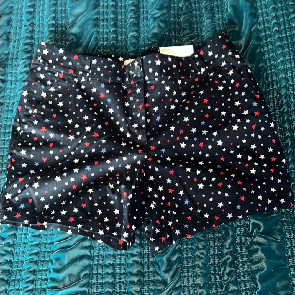 LOFT Black Star Print Bermuda Shorts